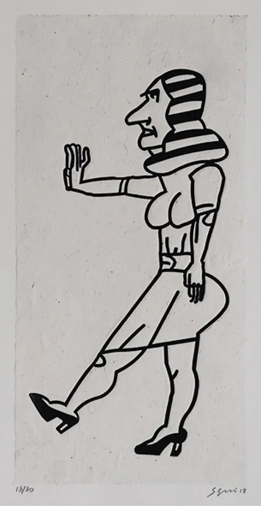 Engraving Segui - Dame debout