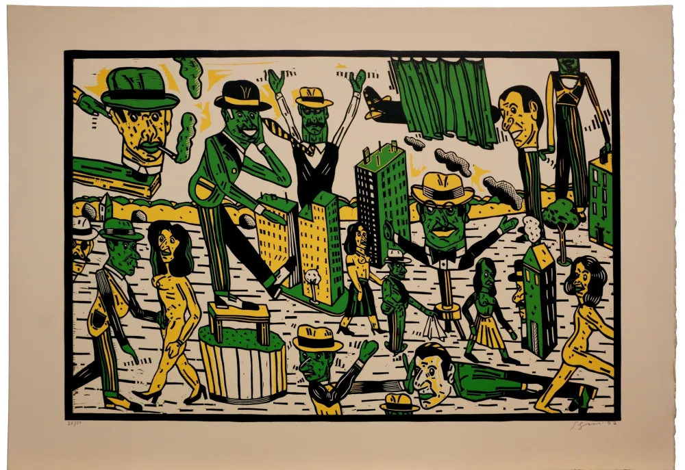 Linocut Segui - Théatre de la ville III