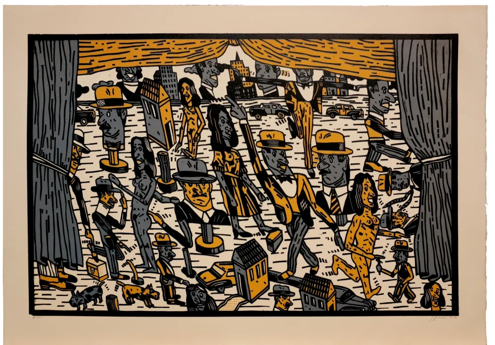 Linocut Segui - Théatre de la ville V