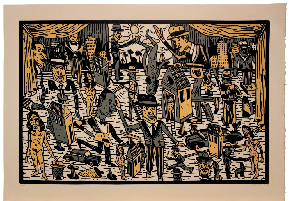 Linocut Segui - Théatre de la ville VI