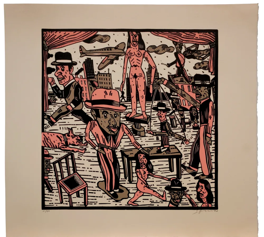 Linocut Segui - Théatre de la ville VII