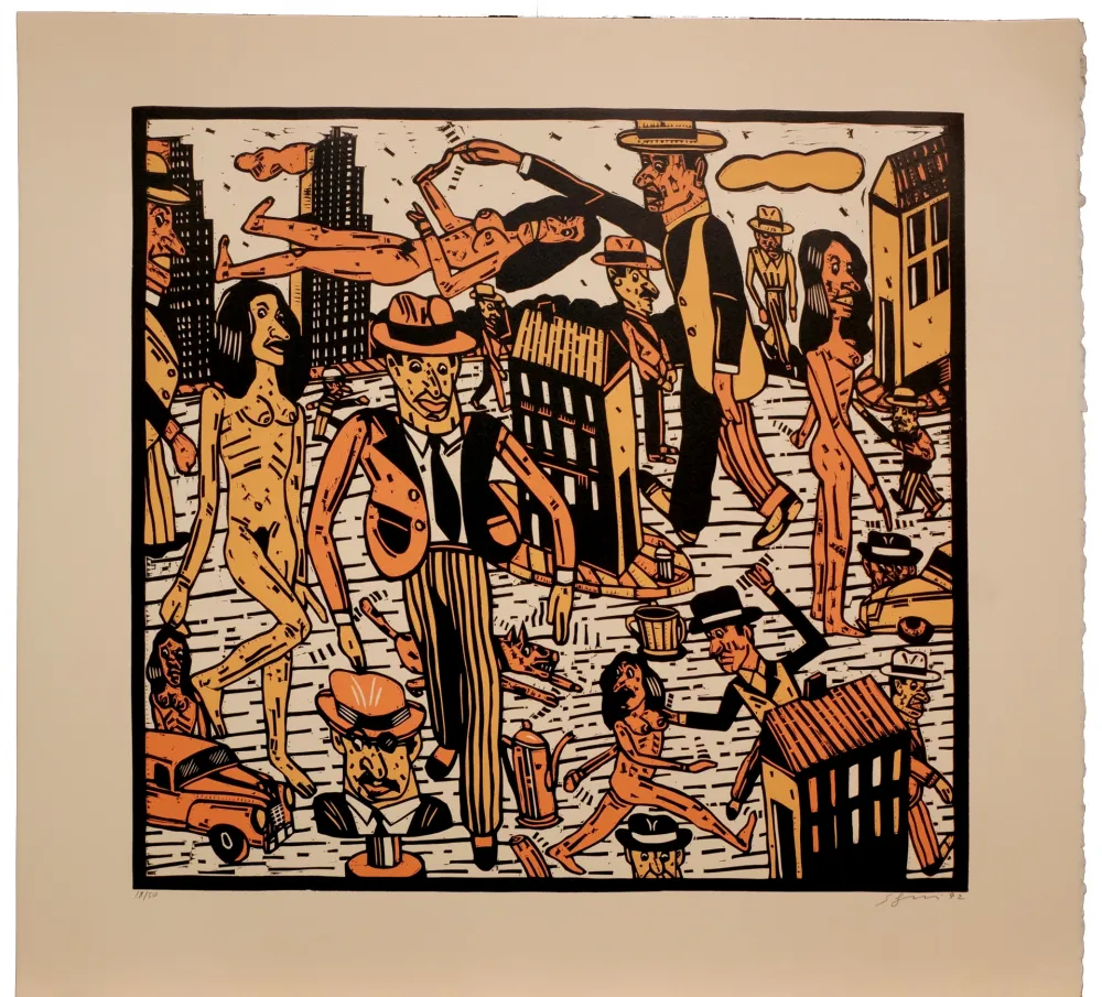 Linocut Segui - Théatre de la ville VIII