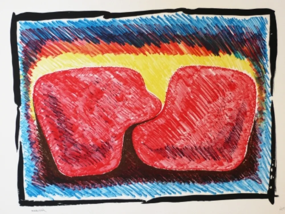 Lithograph Serrano - Unidad en rojo