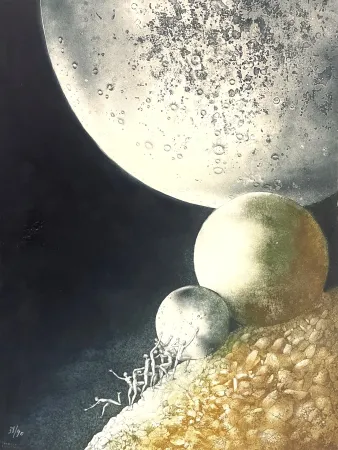 Lithograph Serre - Les Planètes