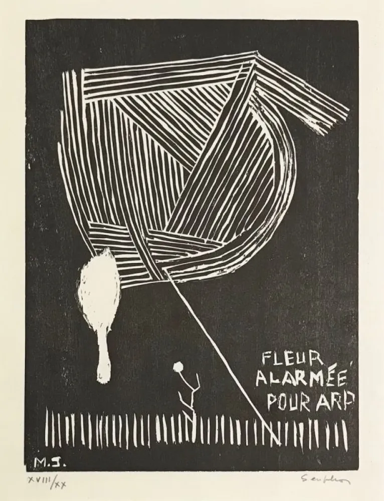 Woodcut Seuphor - Hommage à Hans Arp