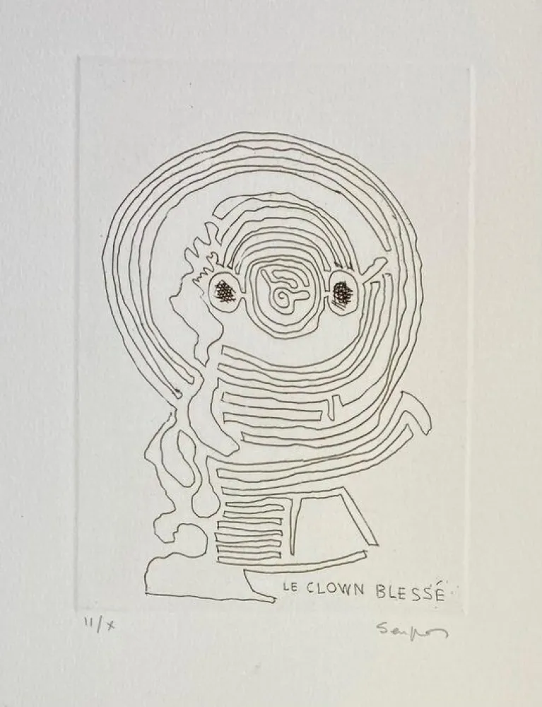 Etching Seuphor - Onze essais de voix pour un chant du soir