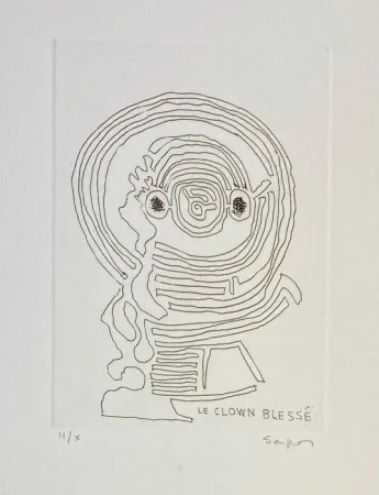 Etching Seuphor - Onze essais de voix pour un chant du soir