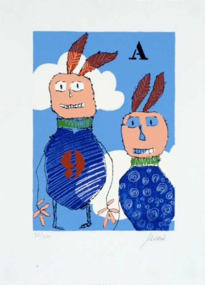 Screenprint Silvain - Deux indiens qui volent