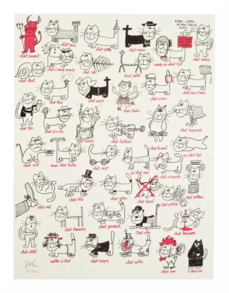 Lithograph Siné - Les chats