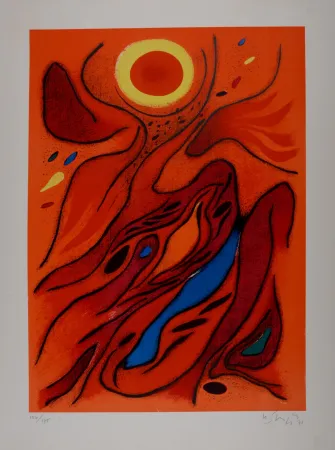 Lithograph Singier - Cyclade nocturne, 1971 - Hand-signed