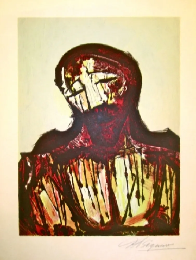 Lithograph Siqueiros - Christ Portrait