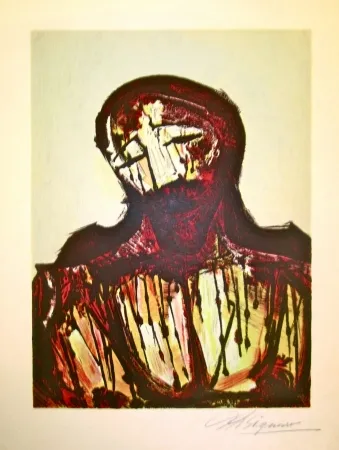 Lithograph Siqueiros - Christ Portrait