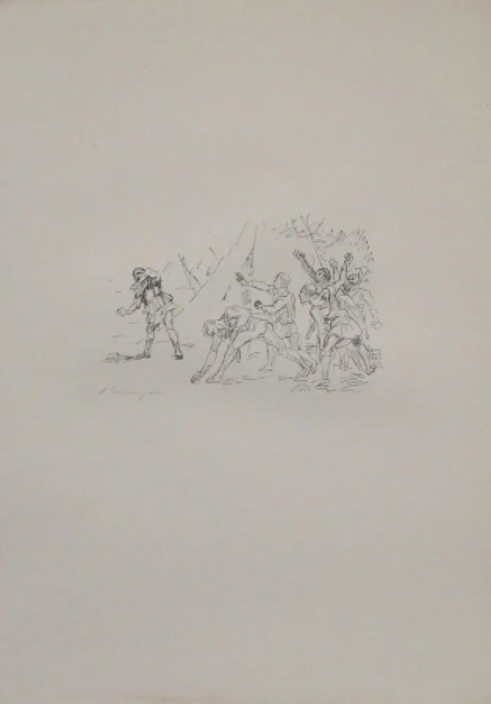 Lithograph Slevogt - Aufstand der Soldaten gegen Klearchos