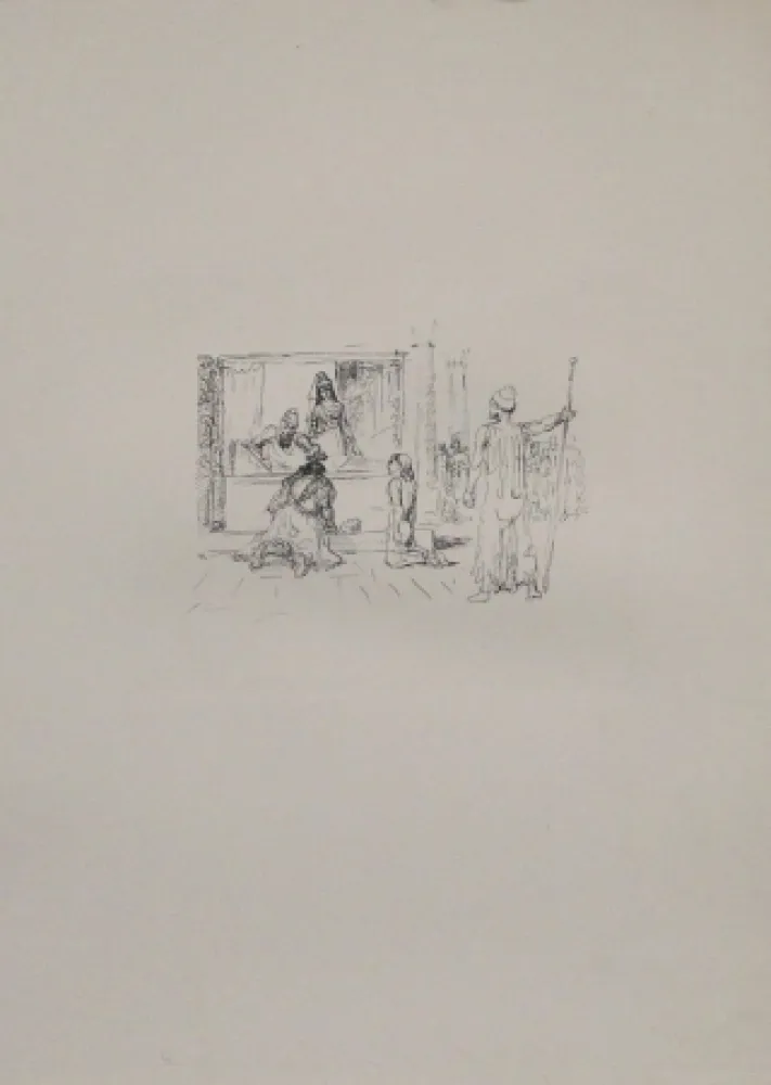 Lithograph Slevogt - Dareios II. kürt Artaxerxes zu seinem Nachfolger