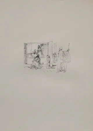 Lithograph Slevogt - Dareios II. kürt Artaxerxes zu seinem Nachfolger