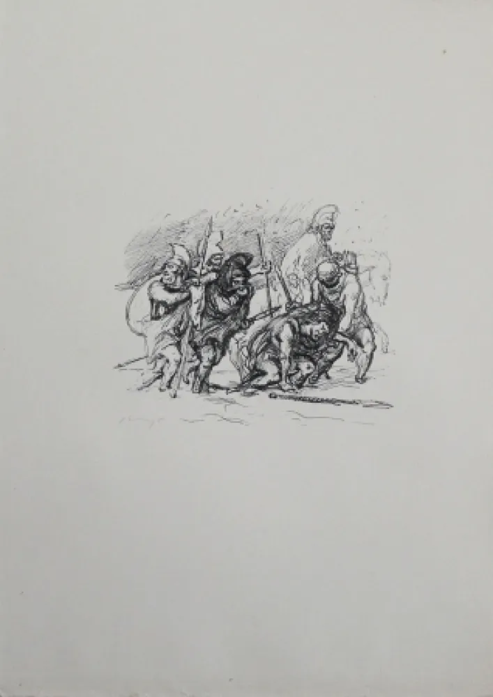 Lithograph Slevogt - Der schwierige Marsch durch den Schnee