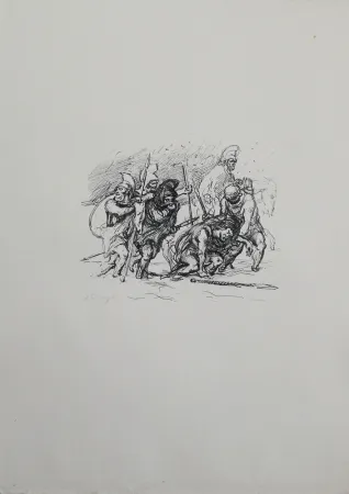 Lithograph Slevogt - Der schwierige Marsch durch den Schnee