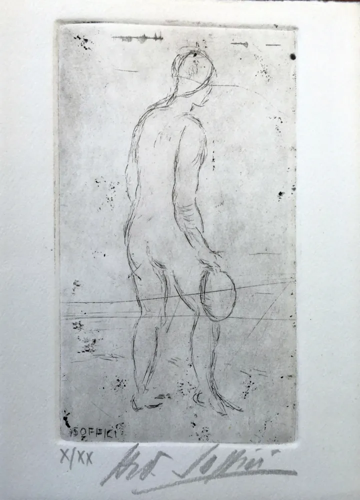Drypoint Soffici - Figura col tamburello
