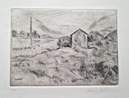 Drypoint Soffici - Il Cinquale (III stato)