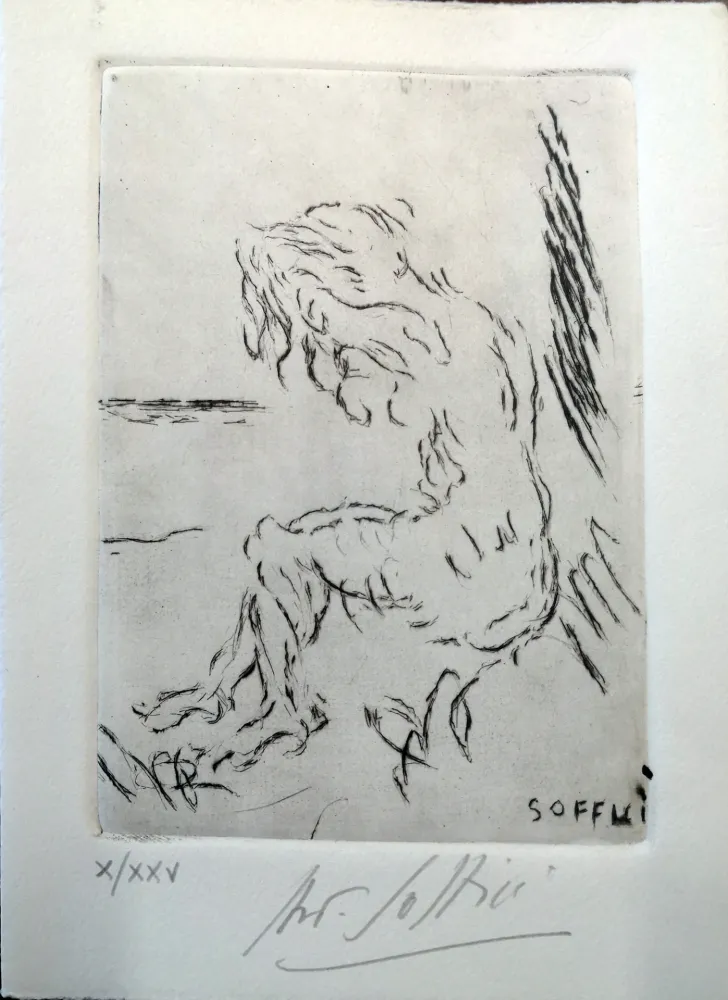 Drypoint Soffici - Nudo sul mare