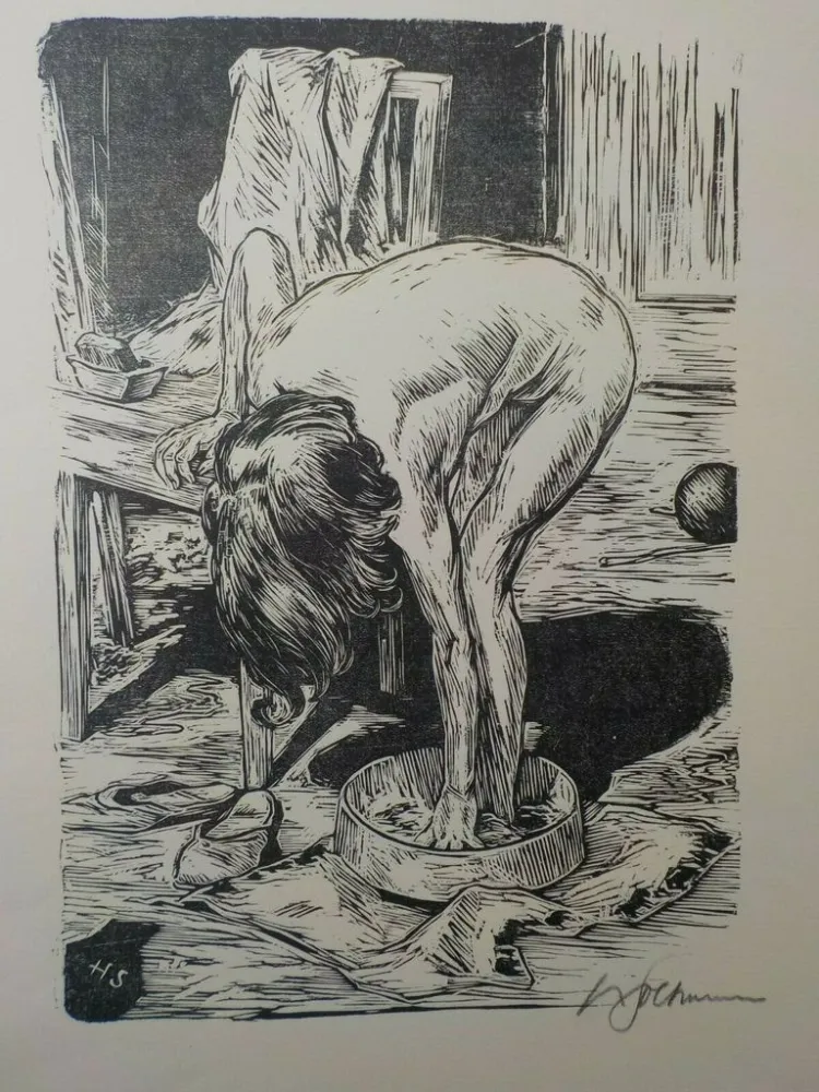 Woodcut Soltmann - Mädchenakt