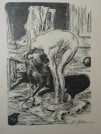 Woodcut Soltmann - Mädchenakt