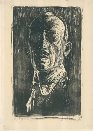 Woodcut Soltmann - Selbstbildnis