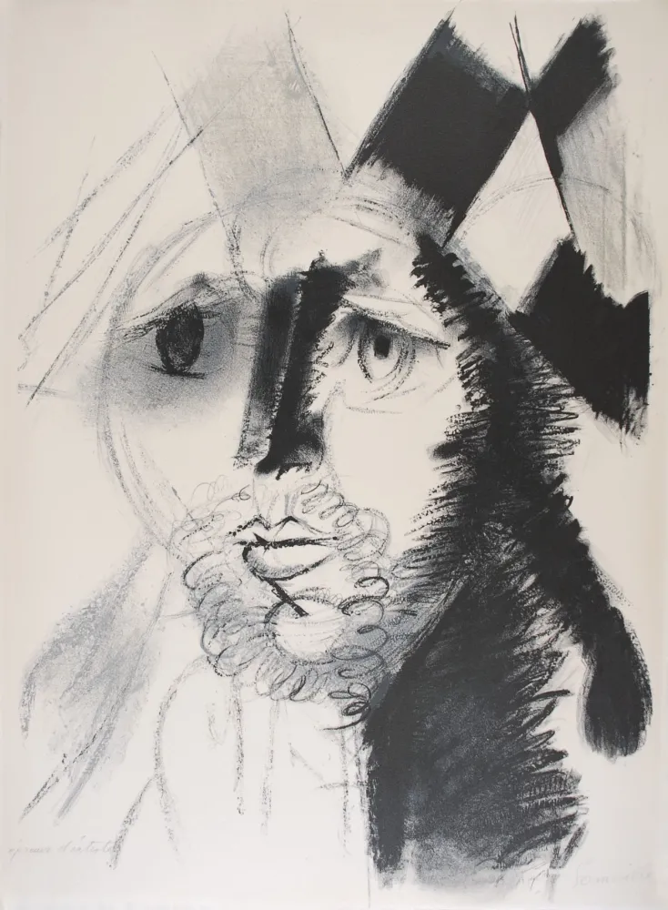 Lithograph Somville - Arlequin - NOIR