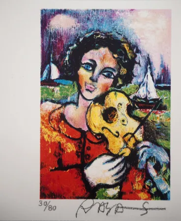 Lithograph Sorkine -  L’amoureux au violon