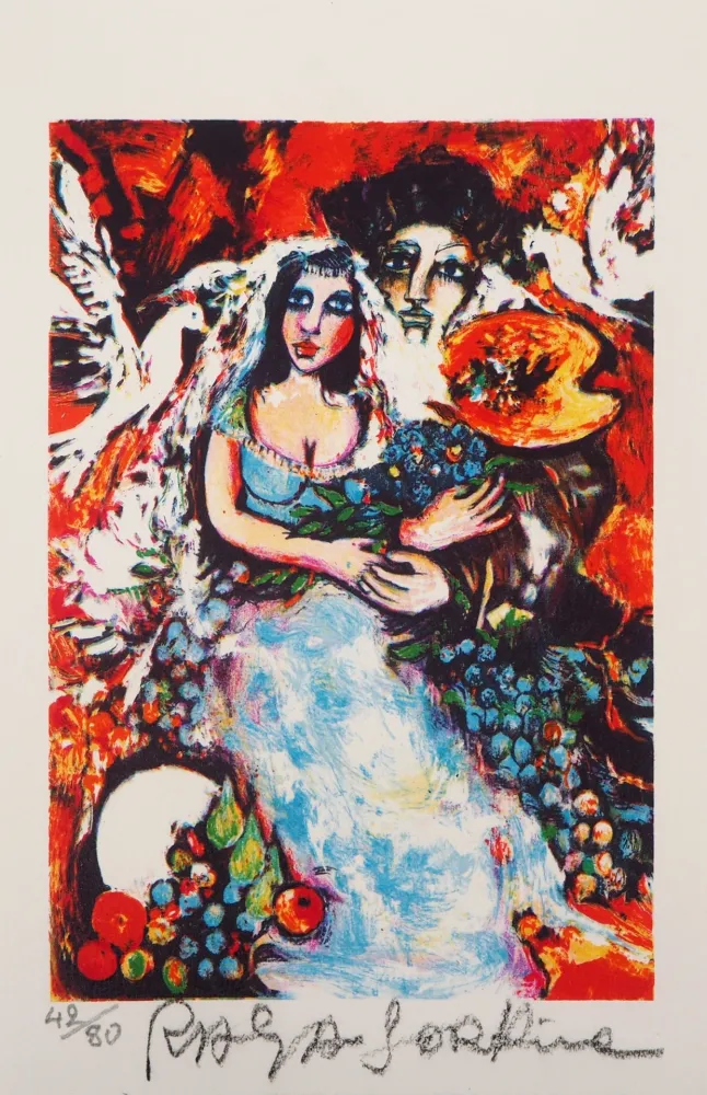 Lithograph Sorkine - Les mariés à la palette