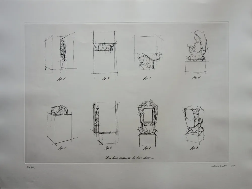 Etching Sosno - Nice : Etude de Sculptures (Polygone)
