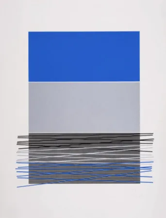 Screenprint Soto - Untitled (Blue Horizon Lines)