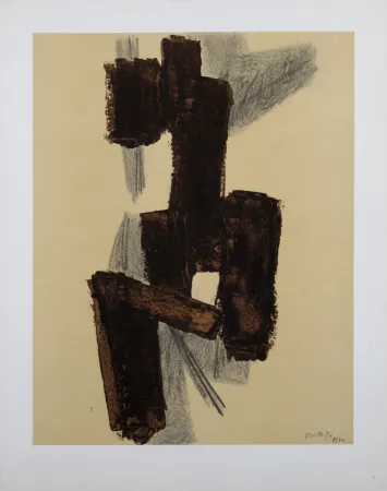 Lithograph Soulages (After) - Composition #6, 1962