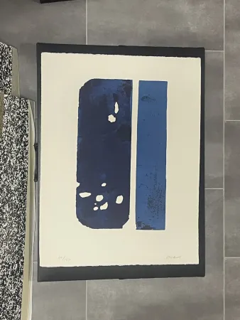 Etching Soulages - Eau forte bleue XXX (1974)