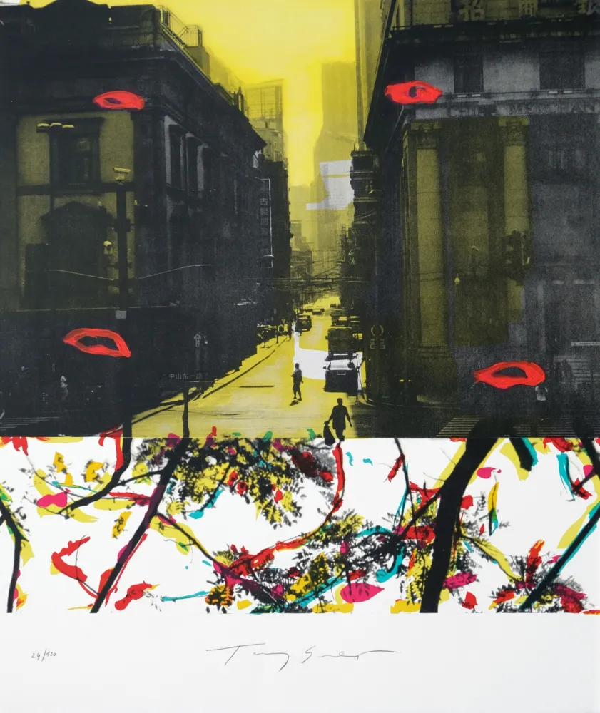 Lithograph Soulie - Shanghai rue de la Soie