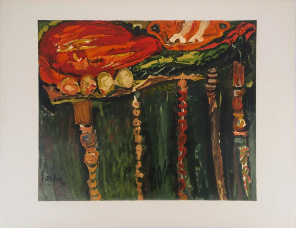 Lithograph Soutine - Table de boucher