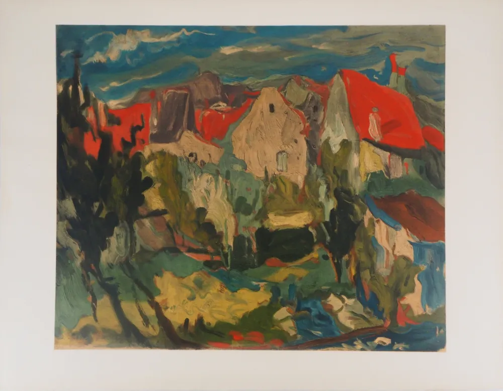 Lithograph Soutine - Vue de Cagnes sur Mer