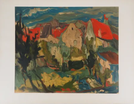 Lithograph Soutine - Vue de Cagnes sur Mer