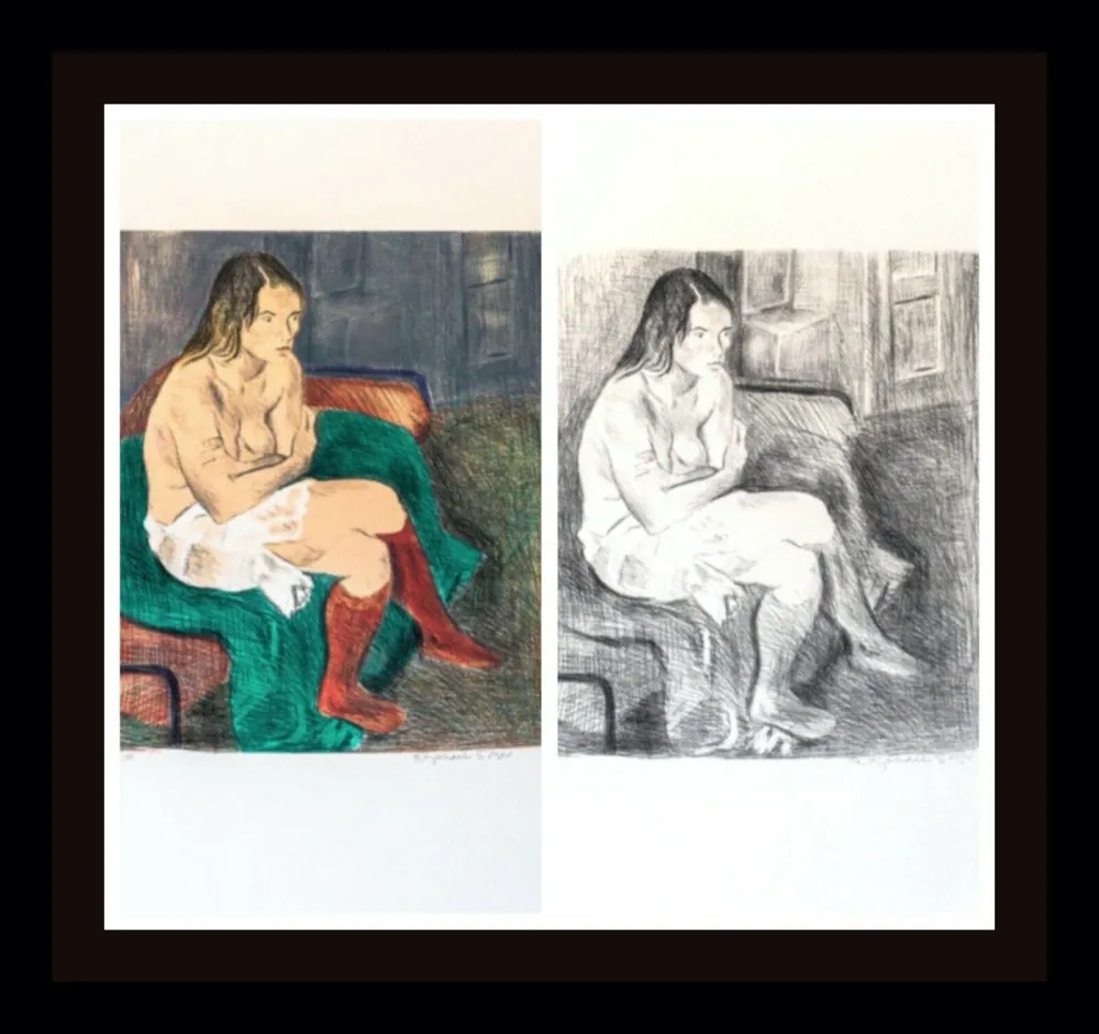 Lithograph Soyer - Woman in Red Stockings Portfolio