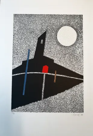 Woodcut Spacal - Luna sul monastero