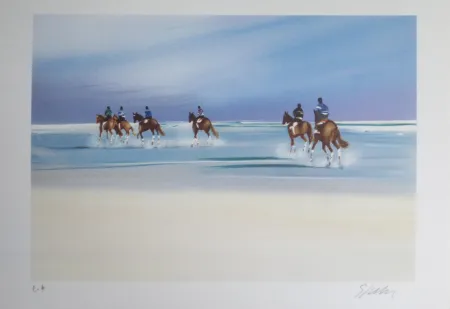 Lithograph Spahn - Balade sur la plage