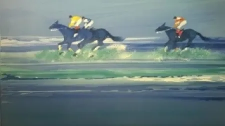 Lithograph Spahn - Course hippique