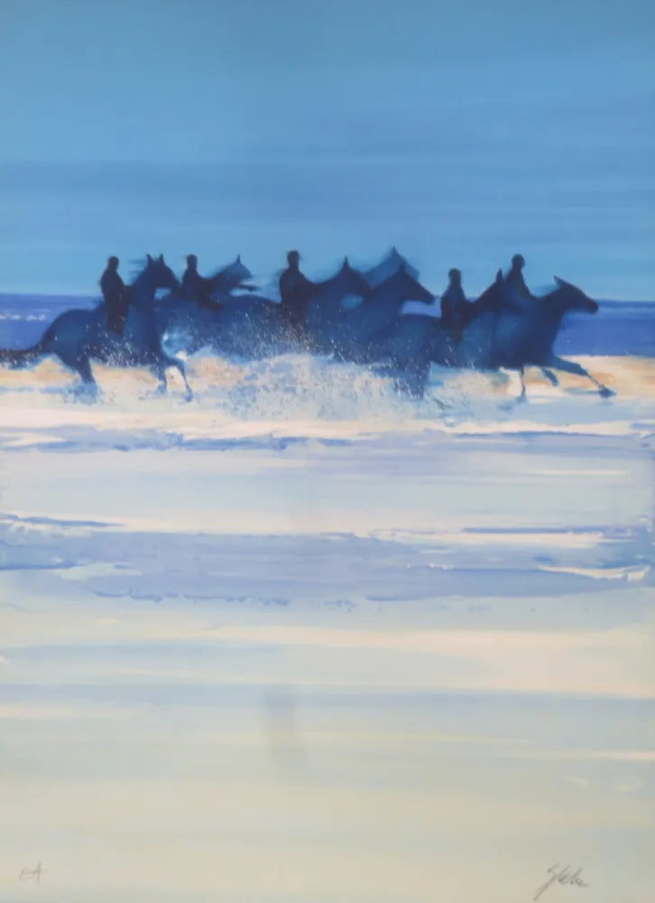 Lithograph Spahn - Galop dans l'eau