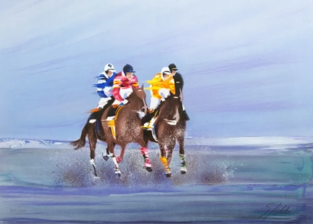 Lithograph Spahn - Galop sur la plage