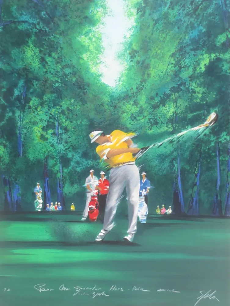 Lithograph Spahn - Golfeur jaune II