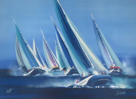 Lithograph Spahn - Régates