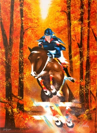 Lithograph Spahn - Saut d'obstacles