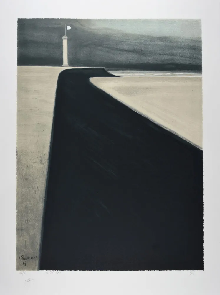 Lithograph Spilliaert - Le Phare sur la Digue, 1908 | Promenade and Lighthouse, 1908