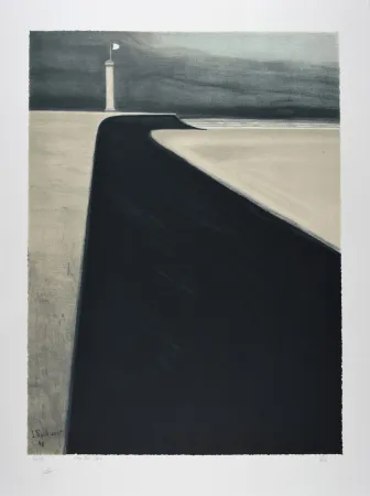 Lithograph Spilliaert - Le Phare sur la Digue, 1908 | Promenade and Lighthouse, 1908