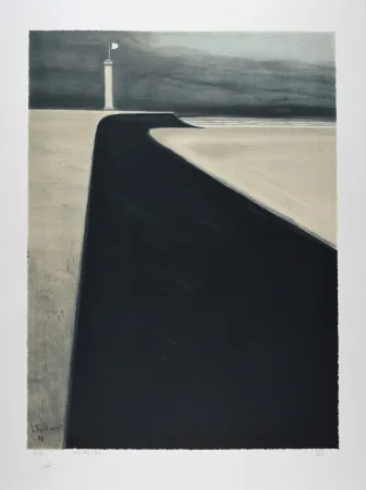 Lithograph Spilliaert - Le Phare sur la Digue, 1908 | Promenade and Lighthouse, 1908